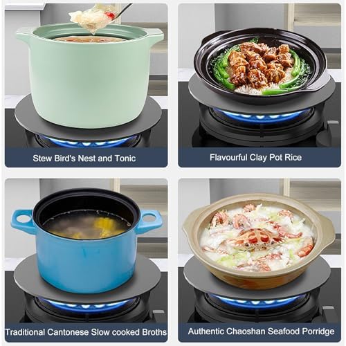 Plaque de Diffusion de Chaleur, Diffuseur de Cuisinière à Gaz en Aluminium, Plaque de Conduction Thermique, Plateau de Dégivrage Rapide Rond Antidérapant, 200 x 4mm – Image 4