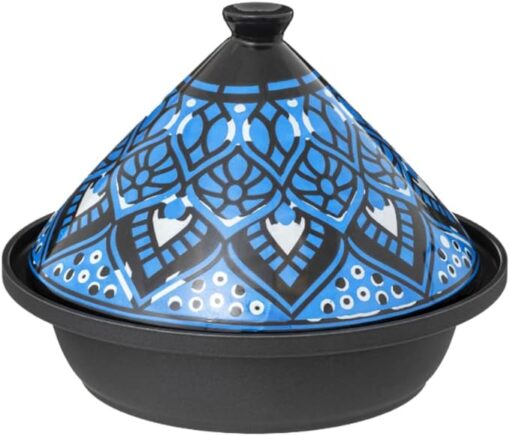 WEB2O Tajine Induction et Vitro-céramique Traditionnel INOX Bleu 30,20 x 30,20 x 23 cm – Image 2