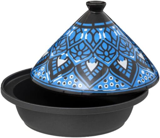 WEB2O Tajine Induction et Vitro-céramique Traditionnel INOX Bleu 30,20 x 30,20 x 23 cm