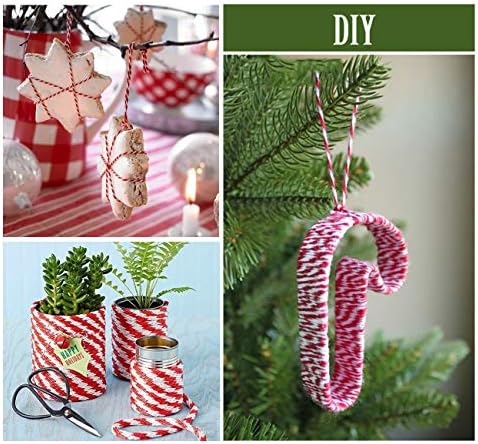 2 x Ficelle de Noël en Coton,ilauke 100M x 2 mm Ficelle Rouge et Blanche,Corde de Noël Rouge Ficelle de Coton pour l'Emballage Cadeaux,Bricolages,Cuisson,Bouchers,Décoration de Noël,Loisirs Créatifs – Image 2