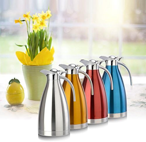 Thermos, 1.5L / 2L Théière Thermos en acier inoxydable Thermos à isolation sous vide à double paroi pour eau chaude et bouteille de thé avec couvercle par Haofy (2L-rouge) – Image 7