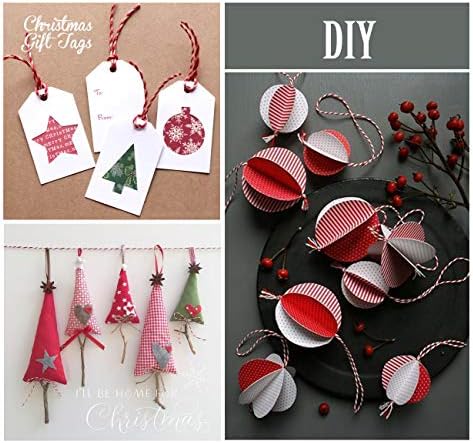 2 x Ficelle de Noël en Coton,ilauke 100M x 2 mm Ficelle Rouge et Blanche,Corde de Noël Rouge Ficelle de Coton pour l'Emballage Cadeaux,Bricolages,Cuisson,Bouchers,Décoration de Noël,Loisirs Créatifs – Image 3