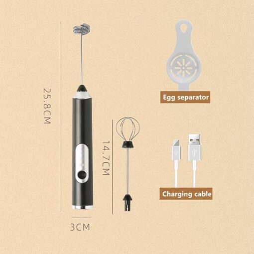 YOPOTIKA Mousseur à lait électrique, USB - Fouet méélectrique - 3 vitesses réglables - En acier inoxydable - Pour café, cappuccino, latte, chocolat chaud – Image 6