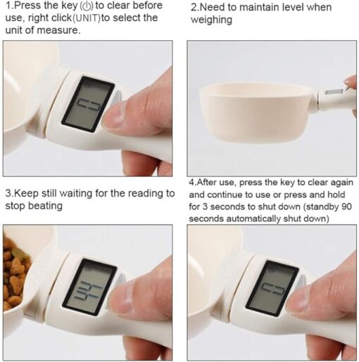 Jokapy Cuillère Numérique, Cuillère à Mesurer Électronique avec Écran LCD, Cuillère de Cuisine pour Aliments de Chiens Chats, Cuillere Doseuse Électronique g, ml, Tasse, Once – Image 3