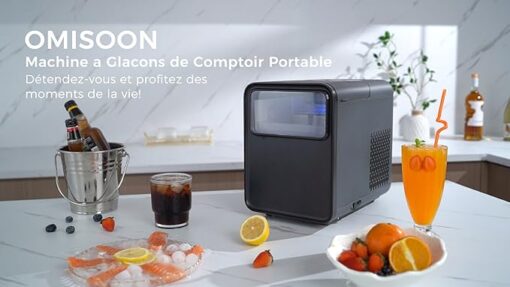 OMISOON Machine a Glacons, 12kg en 24h, 9 Glaçons en 6-8 Minutes, Autonettoyant Machine à Glacons, Machine à Glaçons 2 Tailles de Glace, pour la Maison/Fête/Camping – Image 7