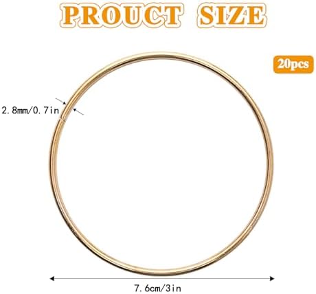 Lot de 20 anneaux en métal doré pour le bricolage - 8 cm - Décoration pour attrape-rêves, macramé, technique d'enroulement, floristique, couronne de mariage, cerceaux – Image 2