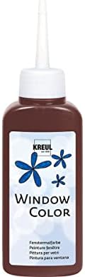 KREUL 42722 - Window Color brun foncé 80 ml, peinture pour fenêtres à base d'eau, avec surface structurée, pour verre, miroirs, carrelages et autres surfaces lisses