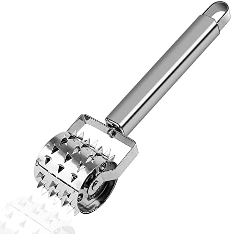 GEBAUM 19 cm Outil D'attendrisseur, Acier Inoxydable Argenté Marteau à Viande, Rouleau Type Attendrisseur de Viande, Utilisé pour Les Steaks, Côtelettes de Porc et Autres Viandes à Salaison