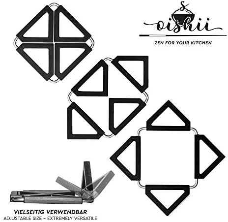 Oishii Heatmater - Lot de 3 Dessous de Plat Extensibles en Silicone et INOX, Carré, Noir – Image 3