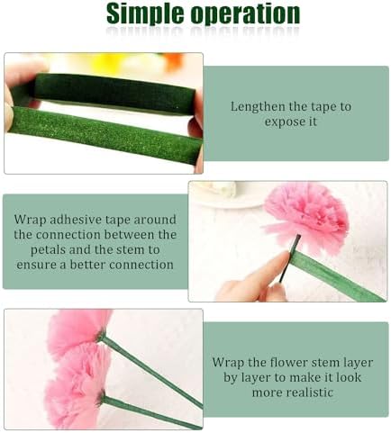 RYAN 100 Pièces Fil de Fer Fleuriste 2 MM Tige Fleur Artificielle avec 1 Ruban Adhesif Vert Fil de Fleurs 30 CM Florist Wir pour le Bricolage Les Arrangements Floraux Les Travaux Manuels (Vert) – Image 3