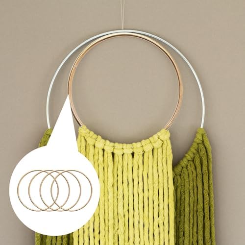 Lot de 20 anneaux en métal doré pour le bricolage - 8 cm - Décoration pour attrape-rêves, macramé, technique d'enroulement, floristique, couronne de mariage, cerceaux – Image 5