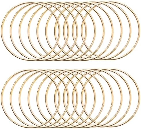 Lot de 20 anneaux en métal doré pour le bricolage - 8 cm - Décoration pour attrape-rêves, macramé, technique d'enroulement, floristique, couronne de mariage, cerceaux