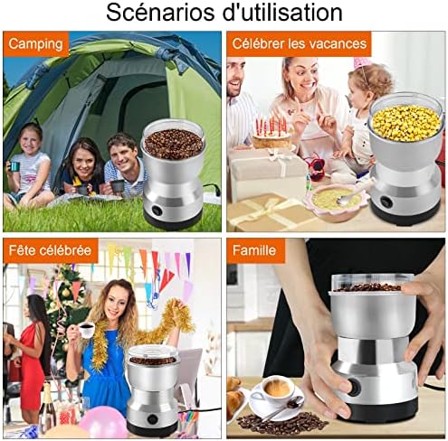 Moulin à Café Électrique 300ml Moulins multifonctionnels,Moulin a graines Quatre lames en acier inoxydable pour un broyage fin et efficace,Pour moudre les grains de café, épices,les graines de lin etc – Image 5