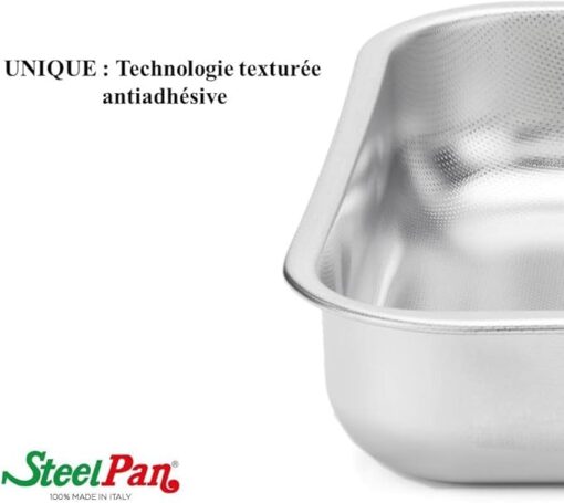 Steel Pan SP11162, Plat à Four, Plat à Lasagne, Plat de Cuisson rectangulaire, Revêtement antiadhésif, sans PFAS, 35 x 26 cm, Tout INOX, Fabrication Italie – Image 3