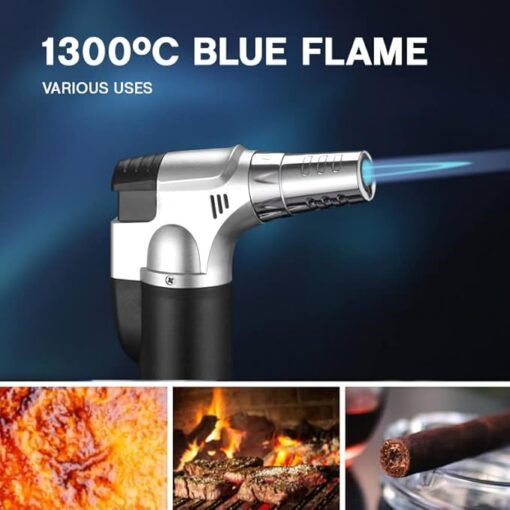 Chalumeau de Cuisine - Chalumeau à gaz Butane avec Serrure de sécurité - Torche Rechargeable pour la Cuisine, la crème brûlée, Les pâtisseries, Le Dessert, Le Camping, Le Barbecue (Butane Non Inclus) – Image 4