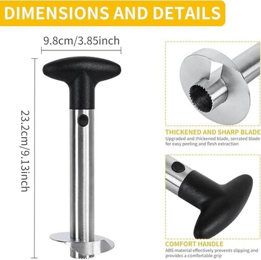 Coupe Ananas - Lame Tranchante plus Epaisse en Acier Inoxydable - decoupe fruits avec Poignée Antidérapante - Éplucheur d'ananas, Outil pour la Maison, Coupe Avocat avec Lame Tranchante – Image 2