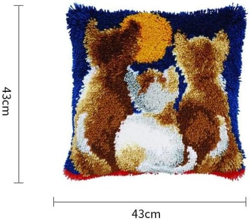 FANKXIUXI Kit de broderie de housse de coussin pour adultes et débutants, famille de chats, 43 x 43 cm – Image 4