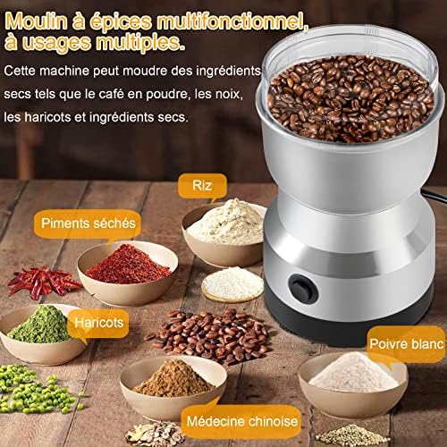 Moulin à Café Électrique 300ml Moulins multifonctionnels,Moulin a graines Quatre lames en acier inoxydable pour un broyage fin et efficace,Pour moudre les grains de café, épices,les graines de lin etc – Image 4