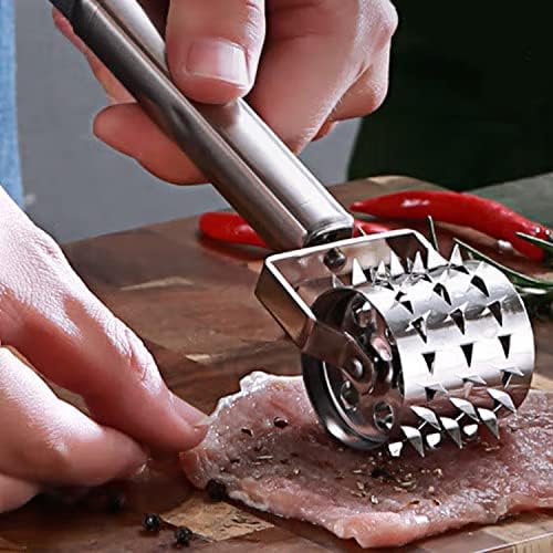 GEBAUM 19 cm Outil D'attendrisseur, Acier Inoxydable Argenté Marteau à Viande, Rouleau Type Attendrisseur de Viande, Utilisé pour Les Steaks, Côtelettes de Porc et Autres Viandes à Salaison – Image 4
