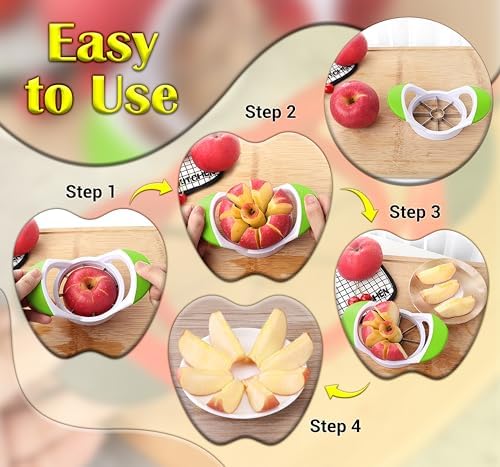 ARSUK Coupe Pomme - Decoupe Pommes avec 8 Lames en Acier Inoxydable, Enleve Trognon Pomme, Éplucheur de Pomme Facile à Utiliser - Fruits Coup, Pele & Vide-Pommes – Image 6