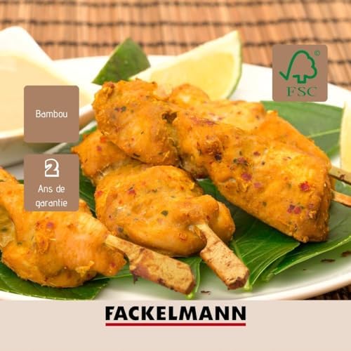 Fackelmann 50866 Lot de 50 pics à brochettes en bois 25 cm, piques en bois, piques à brochettes, pics apéro, bâtonnets en bois, Bambou, 25 cm – Image 4