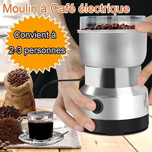 Moulin à Café Électrique 300ml Moulins multifonctionnels,Moulin a graines Quatre lames en acier inoxydable pour un broyage fin et efficace,Pour moudre les grains de café, épices,les graines de lin etc – Image 2
