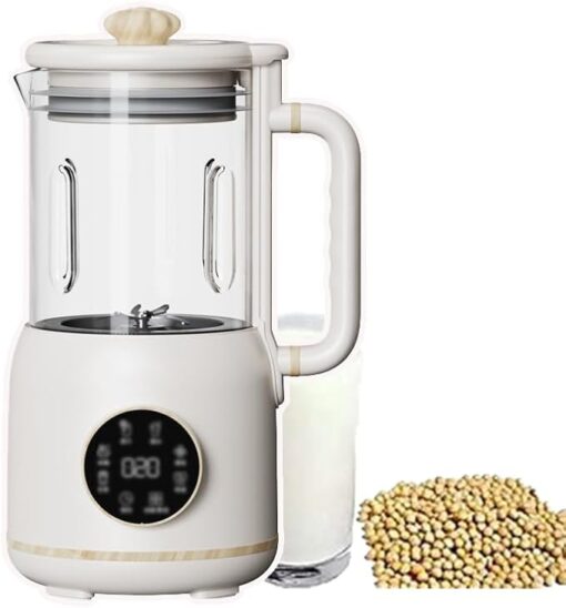 Machine À Soja Automatique 800 Ml/27 Oz, Machine À Lait De Noix 6 En 1, Avec Minuterie De 12 Heures Et 10 Bavures, Facile À Nettoyer/faible Bruit + Démarrage À Un Bouton, Amande,White