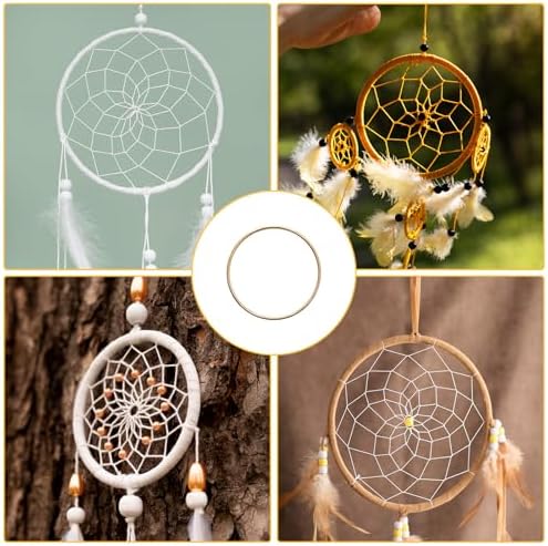 Lot de 20 anneaux en métal doré pour le bricolage - 8 cm - Décoration pour attrape-rêves, macramé, technique d'enroulement, floristique, couronne de mariage, cerceaux – Image 7