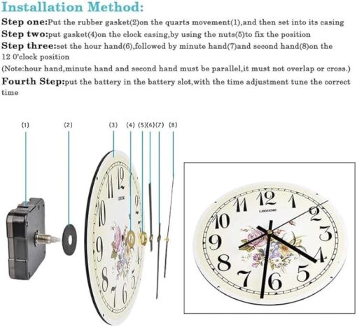 QLOUNI 2Pcs Mouvement Mecanisme d’Horloge Silencieux à Quartz,10 mm Épaisseur Maximale du Cadran, 20 mm Longueur Totale de l'arbre avec Aiguilles Balayage Pendule Électrique – Image 4