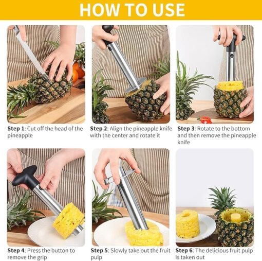 Coupe Ananas - Lame Tranchante plus Epaisse en Acier Inoxydable - decoupe fruits avec Poignée Antidérapante - Éplucheur d'ananas, Outil pour la Maison, Coupe Avocat avec Lame Tranchante – Image 3