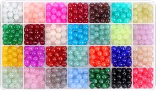 Perles pour Bracelet 8mm Rond Perle avec Boite Pierre Naturelle pour Bracelet Brillante Perles Rondes Pierres Naturelles Cristal avec Trou Kit de Fabrication de Bijoux de Bracelet DIY (700Pcs) – Image 2