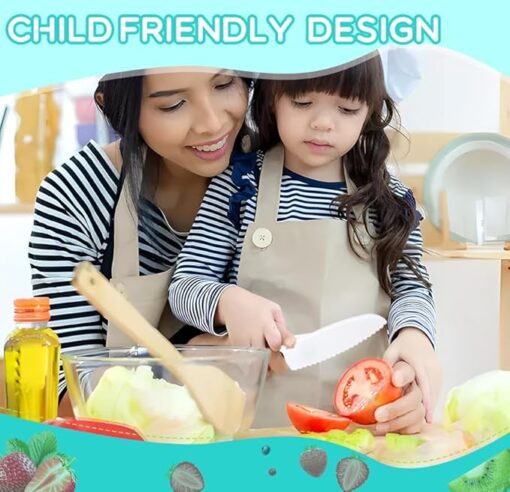 27 Pièces Couteau Enfant, Ustensiles Cuisine Enfant, Ensemble Couteaux Cuisine Pour Enfants, Kit Couteau sécurité de Cuisine pour Enfants pour Couper et Cuisiner des Fruits ou des Légumes – Image 6