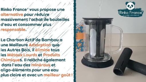 RINKO FRANCE |Pack Modèle X3 Carafe d'Eau 1,5 L avec Un Binchotan Naturelle Offert| Charbon Actif 100% BIO Purification Naturelle de l'eau du Robinet – Image 7