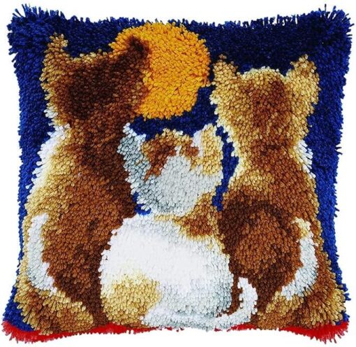 FANKXIUXI Kit de broderie de housse de coussin pour adultes et débutants, famille de chats, 43 x 43 cm – Image 2