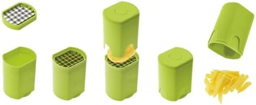 LS Kitchen - Coupe Frite/Legumes Manuel - Livré avec 3 Grilles de Coupe - Découpage des Pommes de Terre Grâce, Coupe Légumes Antidérapant pour Faire des Bâtonnets - Acier Inoxydable et ABS - Vert – Image 6