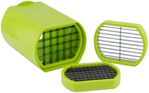 LS Kitchen - Coupe Frite/Legumes Manuel - Livré avec 3 Grilles de Coupe - Découpage des Pommes de Terre Grâce, Coupe Légumes Antidérapant pour Faire des Bâtonnets - Acier Inoxydable et ABS - Vert – Image 2