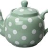 London Pottery - Théière avec infuseur - Motif à Pois Style campagnard, Céramique, Émeraude/Pois Blancs., 1.2 Litre