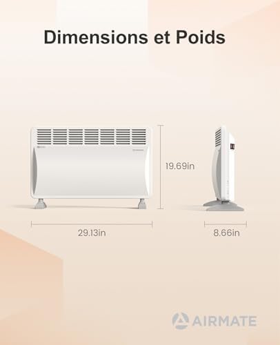 AIRMATE Chauffage d'appoint, Radiateur Electrique à Convection 1500W, 3 Modes, Chauffage Electrique économique Silencieux,Chauffage Electrique,Intérieur, Maison, Bureau – Image 6