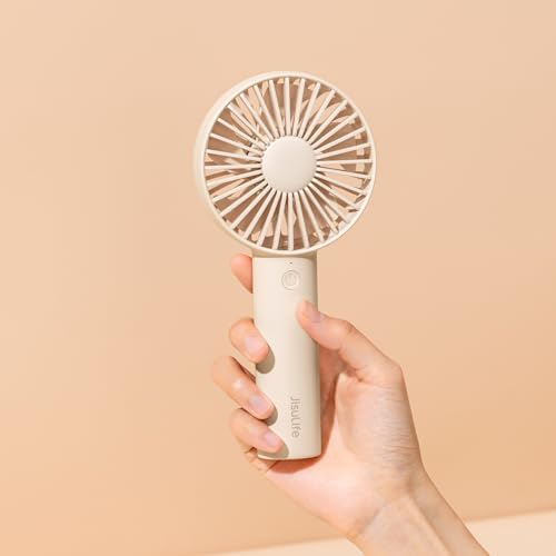 JISULIFE Mini ventilateur portatif, portable et petit avec 3 vitesses, batterie rechargeable USB, fonctionne pour l'extérieur, les voyages, les concerts, les cadeaux pour femmes et hommes - Marron – Image 7