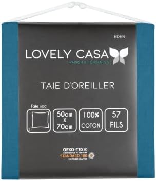 Lovely CASA - Taie d'oreiller -Taille 50x70 cm - 100% Coton certifié Oeko-Tex - Excellente qualité - Couleur Pétrole -Modèle Eden - Linge de Lit pour Maison - Doux et Confortable - Unisexe - Mixte – Image 2