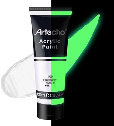 Artecho Peinture phosphorescente néon, tubes de 120 ml, peintures artisanales pour toile, roche, pierre, bois, tissu, fournitures d'art