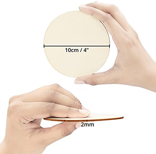 Belle Vous Lot de 100 Disques de Bois Bruts - Tranche de Bois 10 cm avec 2 mm d’Epaisseur - Rondin de Bois Naturel pour vos Décorations, Loisirs, Etiquettes, Sous-Verre, Ornements, Bricolag – Image 2