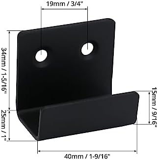 QWORK® 8 Pièces Crochets Mural Robustes avec Vis, Support Robuste en Acier Inoxydable pour Afficher les Carreaux de Céramique, Cadres Photo, Miroir, Noir, 20 mm Largeur Intérieure – Image 5