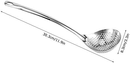 passoire de cuisine louche, 2 pièces cuillère à tamis, cuillère à fentes en acier inoxydable, cuisine à écumoire, Louche à marmite avec long manche, compatible lave-vaisselle, louche à trou – Image 4