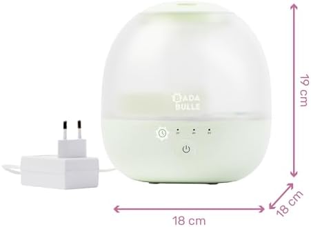 Badabulle Humidicateur d'air à Vapeur Froide Bubble - Veilleuse Multicolore - Autonomie 16h (Résevoir 2L) - Forme Compacte - Buse Orientable à 360° - Arrêt Automatique – Image 6