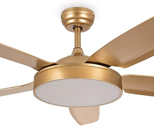 CREATE / WINDFLAT/Ventilateur de plafond avec lumière, Wifi et télécommande, or / 40W, Silencieux, Ø132 cm, 6 vitesses, minuterie 1 à 4h, été-hiver, double hauteur, moteur DC – Image 2