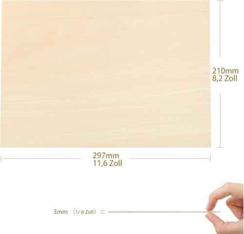 Tocome 20 pièces A4 contreplaqué 3mm tilleul 297 x 210 x 3mm contreplaqué laser 3mm plaque bois planche de tilleul 3mm basswood plywood – Image 3