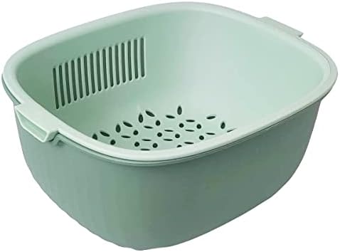 Youka Panier de vidange pour passoire de cuisine, ensemble de bols de passoire 2 en 1, double couche en plastique PP sans BPA détachable pour laver les légumes et les fruits