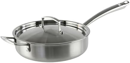 KAMBERG - Sauteuse Ø28 cm en Acier Inoxydable 18/10 Triply - Sans PFAS - Couvercle inclus - Tous feux dont induction et four - 0008279, Gris