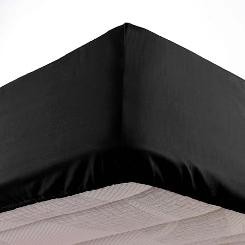 douceur d'intérieur, Drap Housse (140 x 190 cm) Oscar Anthracite, Microfibre Unie – Image 20